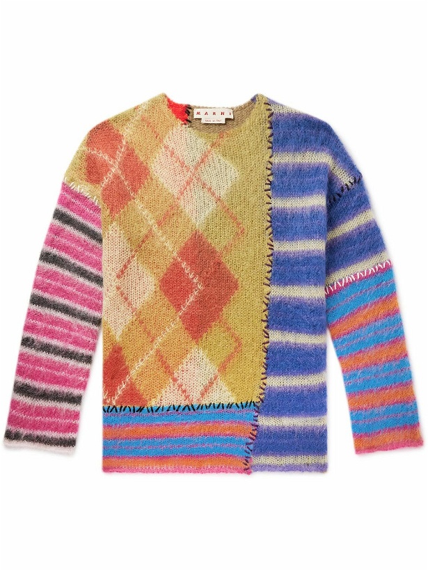 Photo: Marni - Patchwork Striped Aryle Mohair-Blend Sweater - Multi