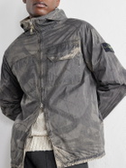 Stone Island - Garment-Dyed Printed Hooded Recycled Crinkle Reps-TC Overshirt - Green