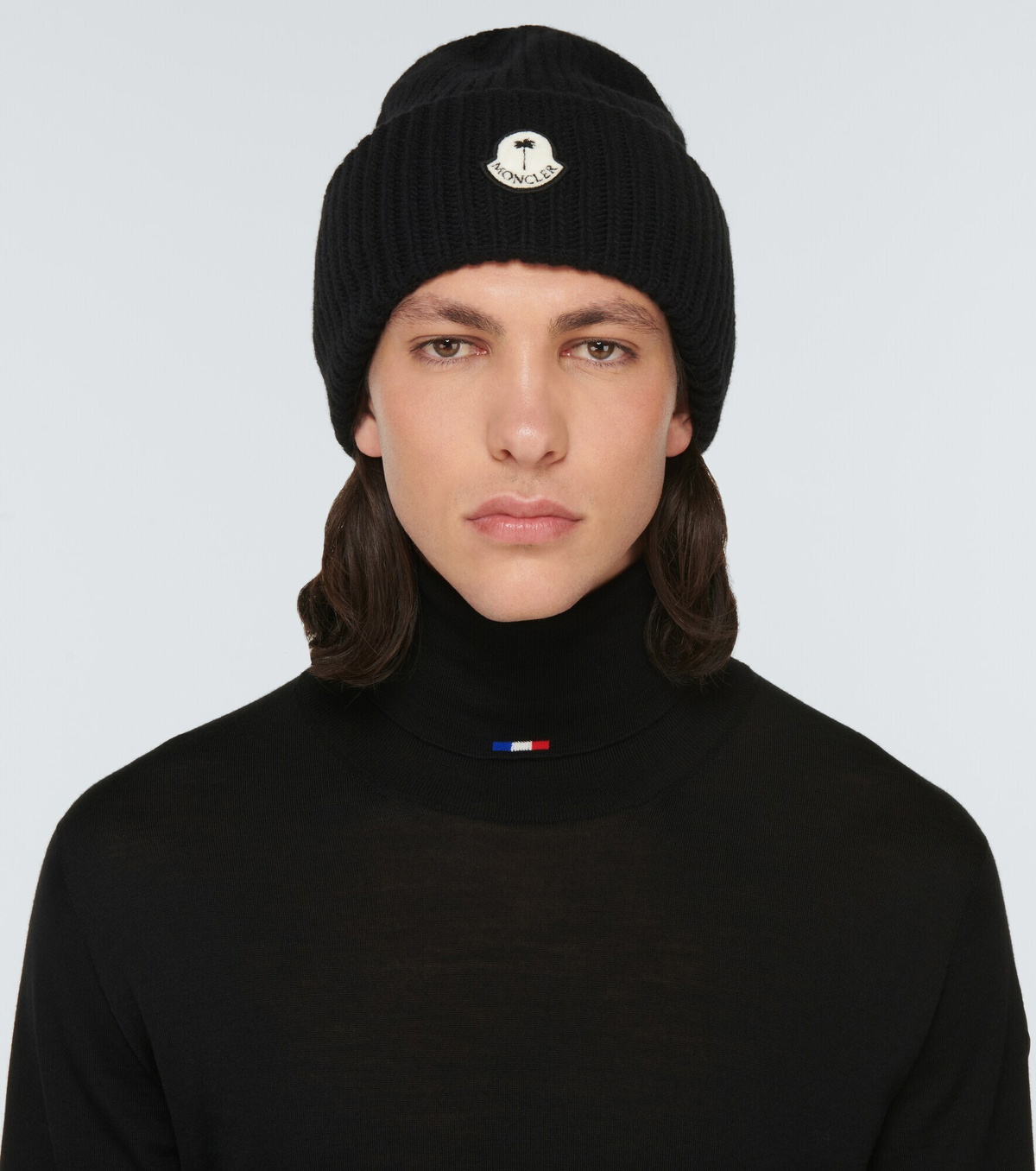 MONCLER PALM ANGELS ニット帽 PAXMONCLER_BEANIE in GREY - WHITE | Palm Angels®