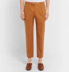 Sandro - Cropped Pleated Cotton-Gabardine Trousers - Men - Yellow