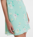 Alessandra Rich Lace-trimmed floral silk minidress