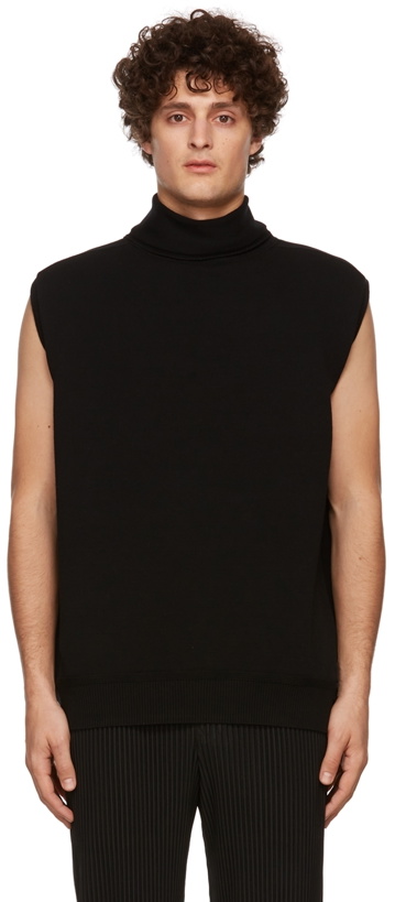 Photo: Homme Plissé Issey Miyake Black Smooth Knit Turtleneck