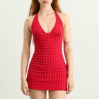 Peachy Den Women's Cindy Halter Skort Dress in Lipstick