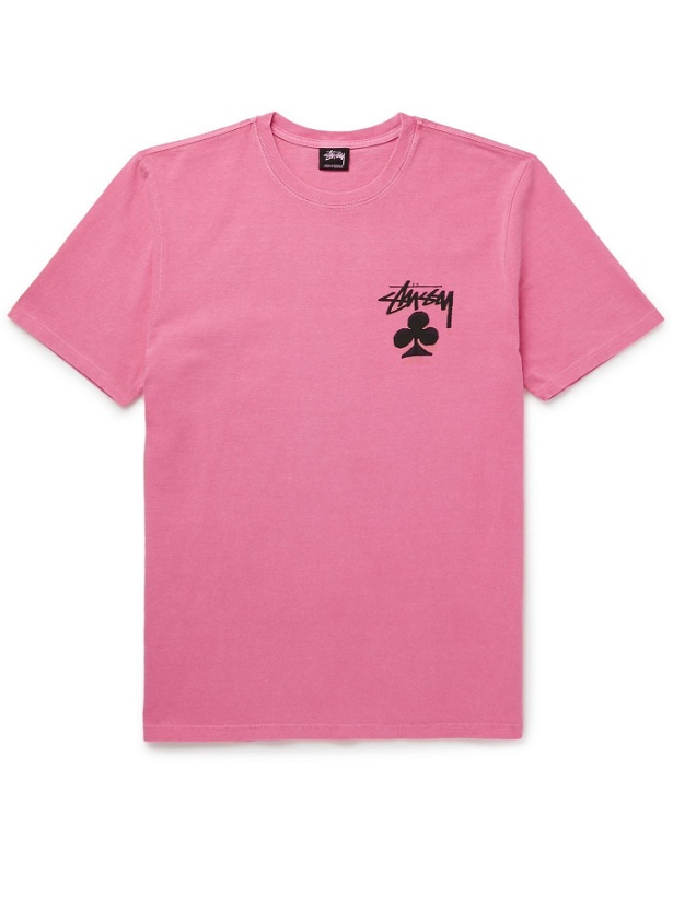 Photo: STÜSSY - Logo-Print Cotton-Jersey T-Shirt - Pink - L