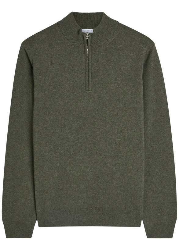 Photo: Sunspel Half-zip Cashmere Jumper Khaki