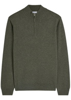 Sunspel Half-zip Cashmere Jumper Khaki
