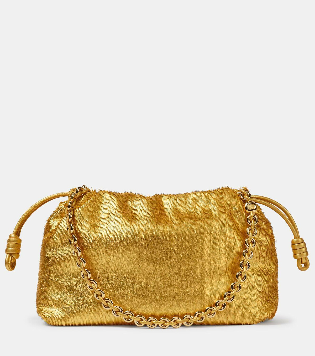 24AW new/LOEWE フラメンコフリンジメタリッククラッチ Bag Gold Loewe Flamenco fringed metallic leather clutch Loewe