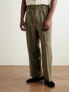 BODE - Morris Pleated Straight-Leg Houndstooth Wool Trousers - Brown