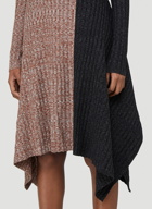 JW Anderson - Contrast-Knit Asymmetric Dress in Brown