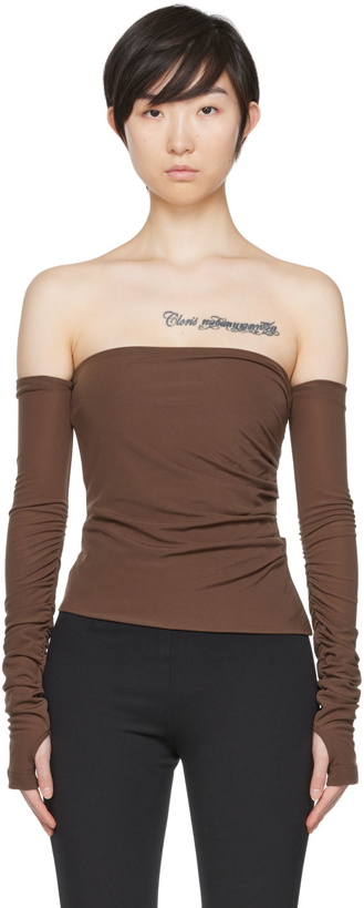 Photo: Helmut Lang SSENSE Exclusive Brown Twist Long Sleeve T-Shirt