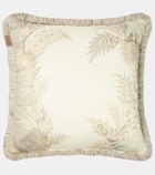 Etro Caladium embroidered cotton cushion