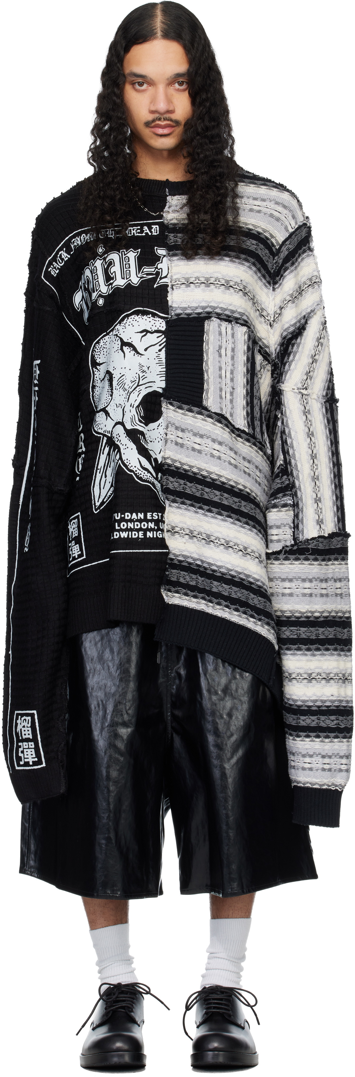 LU'U DAN Black & Gray Down Cycled Sweater
