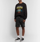 AMIRI - Thrasher Distressed Acid-Wash Denim Shorts - Men - Black