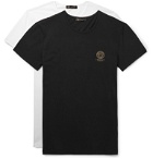 Versace - Two-Pack Logo-Print Stretch-Cotton Jersey T-Shirts - Black