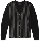 Stüssy - Striped Cotton and Merino Wool-Blend Cardigan - Black