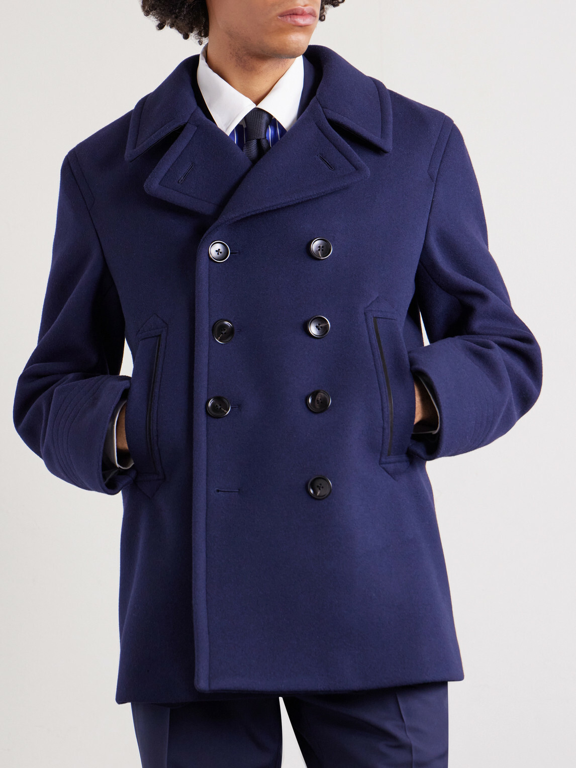 TOM FORD - Double-Breasted Wool Coat - Blue