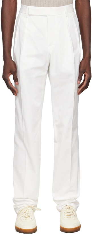 Photo: Brunello Cucinelli White Cotton Trousers