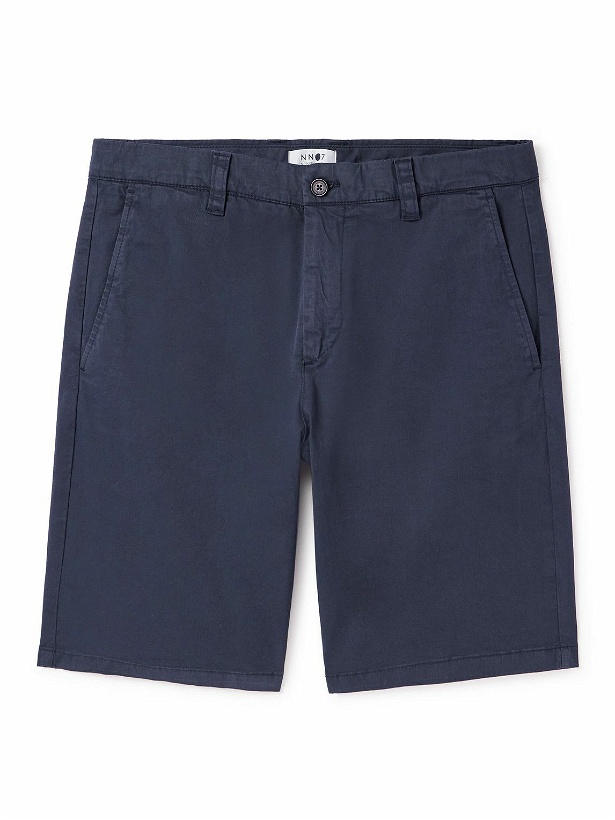 Photo: NN07 - Crown 1005 Straight-Leg Garment-Dyed Stretch-Cotton Twill Shorts - Blue