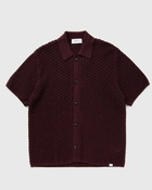 Les Deux Gideon Knit Shirt Red - Mens - Shortsleeves