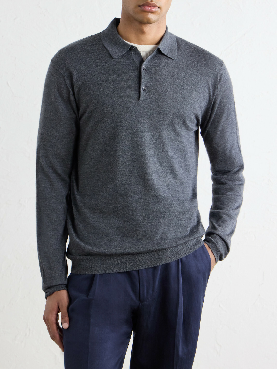 Altea - Wool, Silk and Cashmere-Blend Polo Sweater - Gray