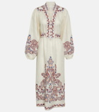 Zimmermann Printed linen midi dress