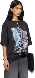 LU'U DAN Gray 'Year of the Horse' Oversized Concert T-shirt