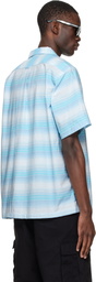 nanamica Blue Open Collar Pique S/S Shirt