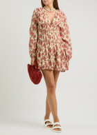 Free People Keep You Floral-print Cotton Mini Dress Red