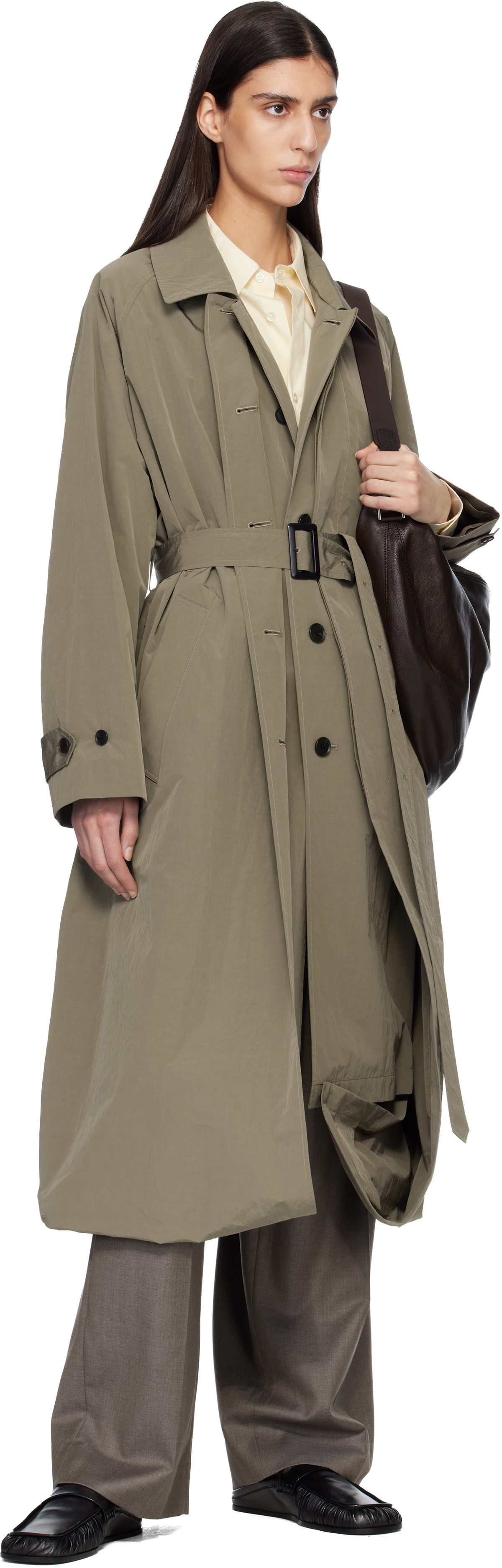 ssstein Beige Oversized Layered Combination Trench Coat