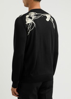 Alexander Mcqueen Floral-embroidered Wool Jumper Black
