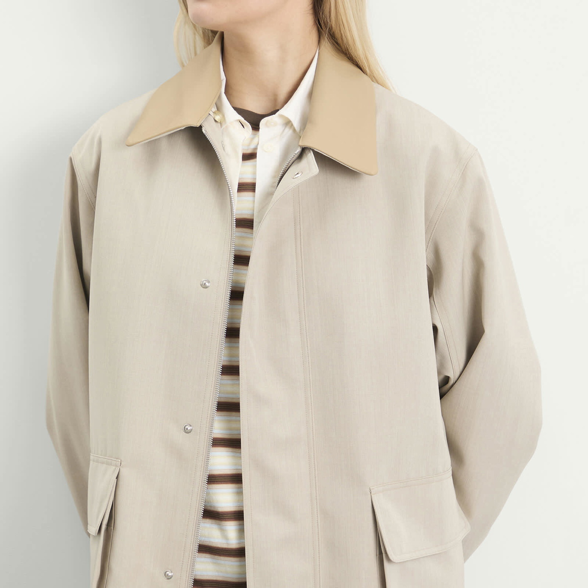 Auralee Women's Wool Max Canvas Blouson in Top Gray Beige