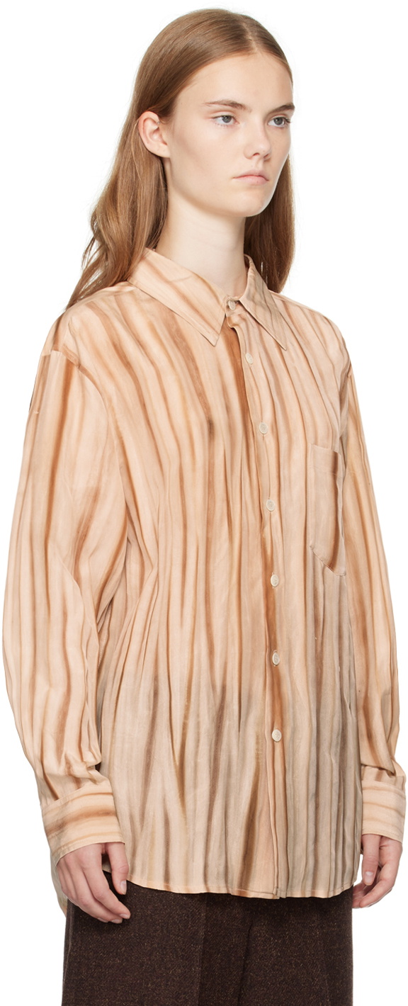 UMBER POSTPAST Orange Persimmon Dyed Silk Classic Shirt