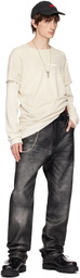 424 Black Faded Leather Pants