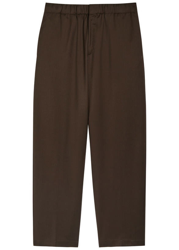 Photo: Lardini Tapered-leg Cotton Trousers Brown