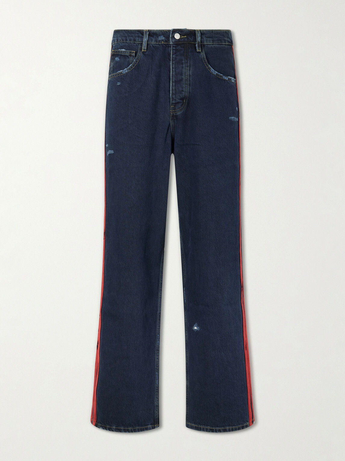 NAHMIAS - Destroyed Wide-Leg Striped Jeans - Blue