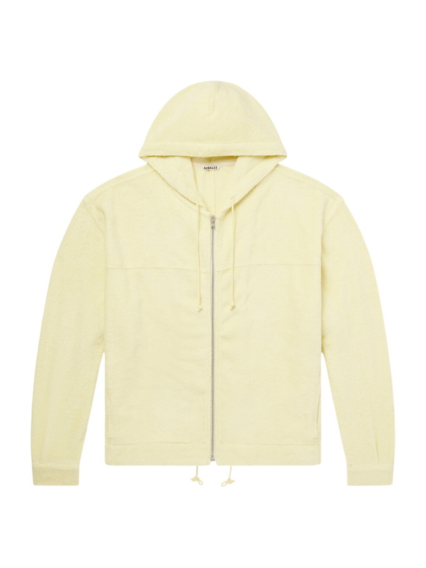 Photo: Auralee - Cotton-Blend Terry Zip-Up Hoodie - Yellow