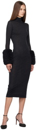 ALAÏA Black Bubble Cuff Midi Dress