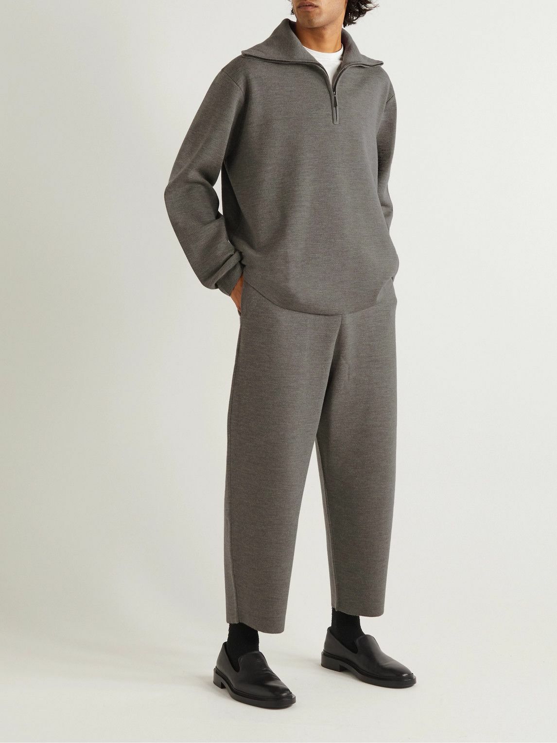 STUDIO NICHOLSON TEITH ダブルフェイスハーフジップニット Studio Nicholson - Teith Mélange Merino Wool Half-Zip Sweater