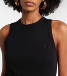 Saint Laurent Cassandre ribbed-knit cotton tank top
