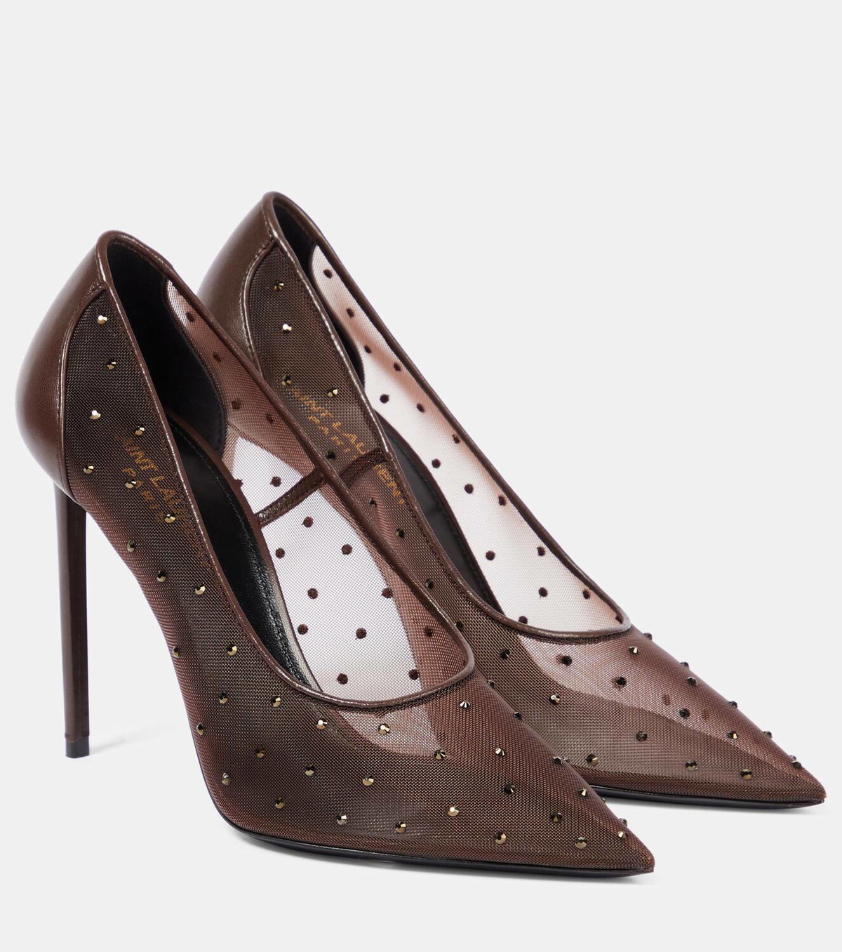 Saint Laurent Anja 105 embellished mesh pumps Saint Laurent