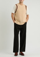 DRÔLE DE Monsieur Le Débardeur Maille Cable-knit Cotton-blend Vest Cream