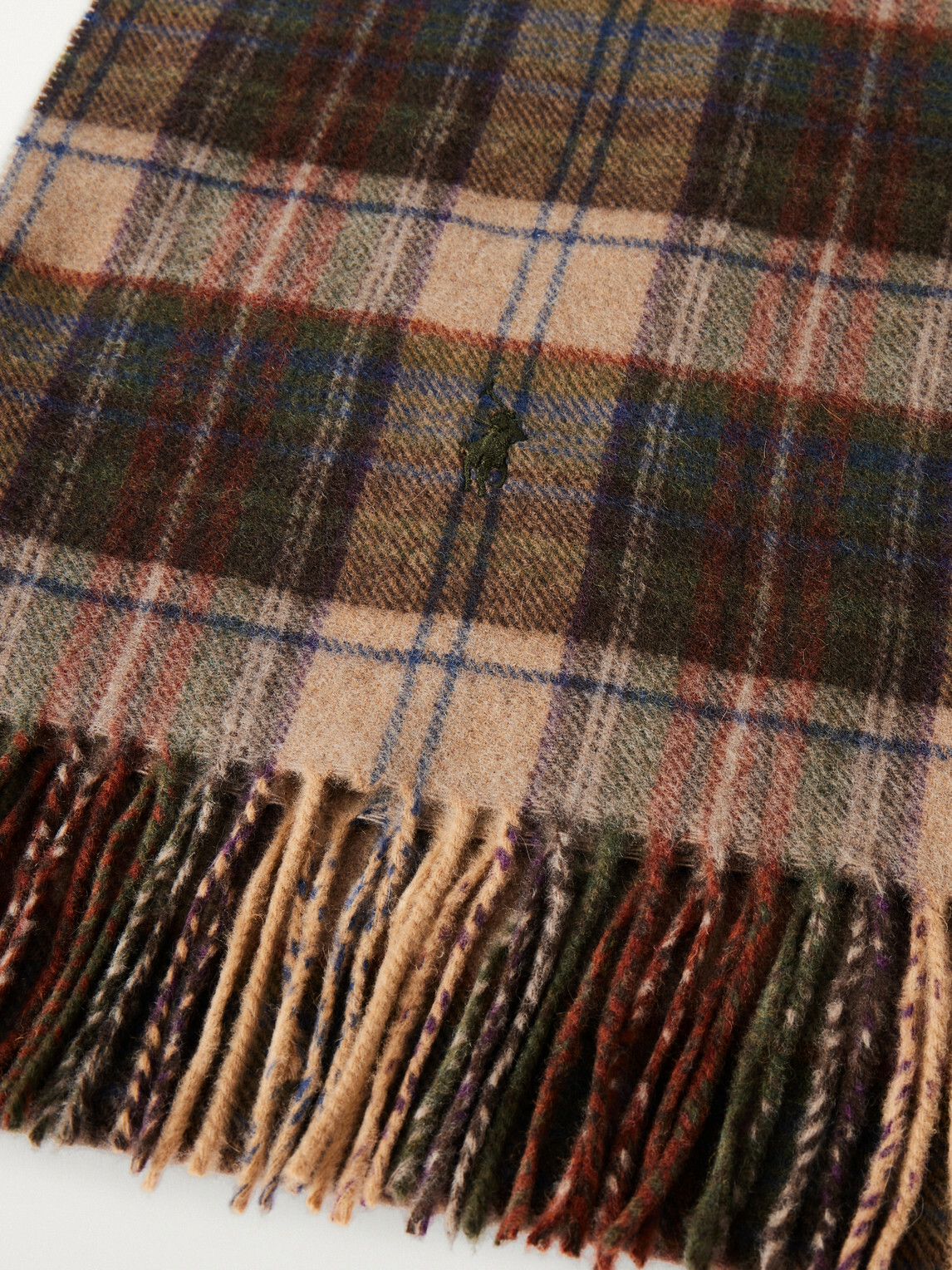 Polo Ralph Lauren - Fringed Logo-Embroidered Checked Recycled Cashmere and Wool-Blend Scarf