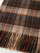 Polo Ralph Lauren - Fringed Logo-Embroidered Checked Recycled Cashmere and Wool-Blend Scarf