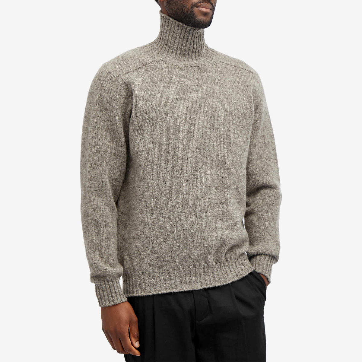Jamieson's of Shetland Men's Roll Neck Knit in Steel Grey