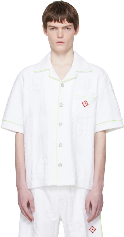 Photo: Casablanca White Towelling Monogram Short Sleeve Shirt