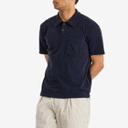 Universal Works Men's Newlyn Light Weight Terry Polo in Bright Navy
