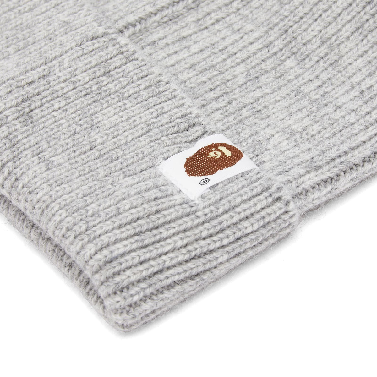 A Bathing Ape Men's One Point Knitted Beanie Hat in Grey 