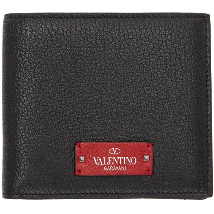 Photo: Valentino Black and Red Valentino Garavani Logo Patch Bifold Wallet