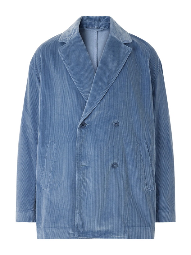 Photo: Casey Casey - Double-Breasted Cotton-Corduroy Blazer - Blue