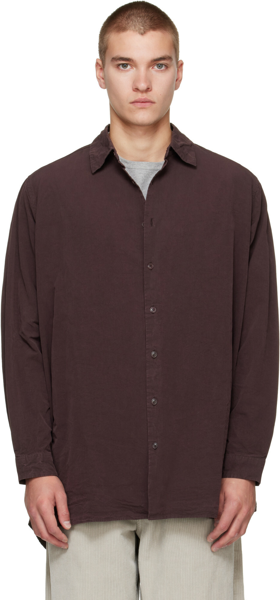 CASEY CASEY Brown Paper Cot Ikla Shirt